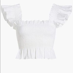 Hill House The Paz Crop Top - White Linen - Size L